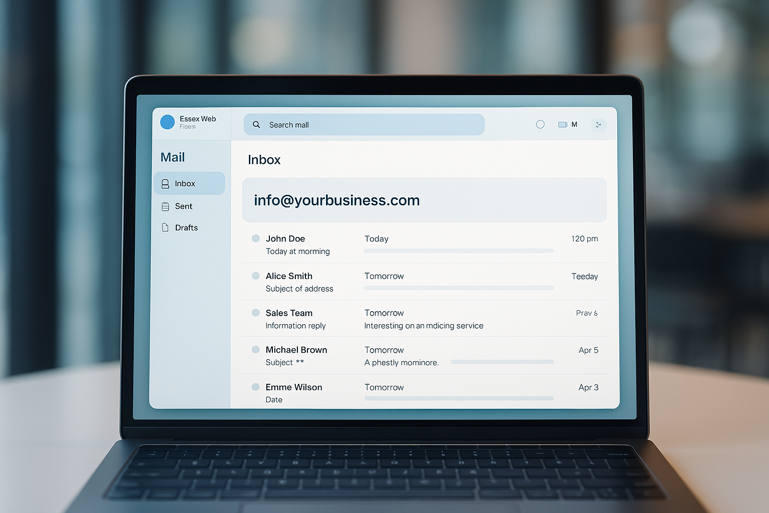 Professional email interface with custom domain for small businesses